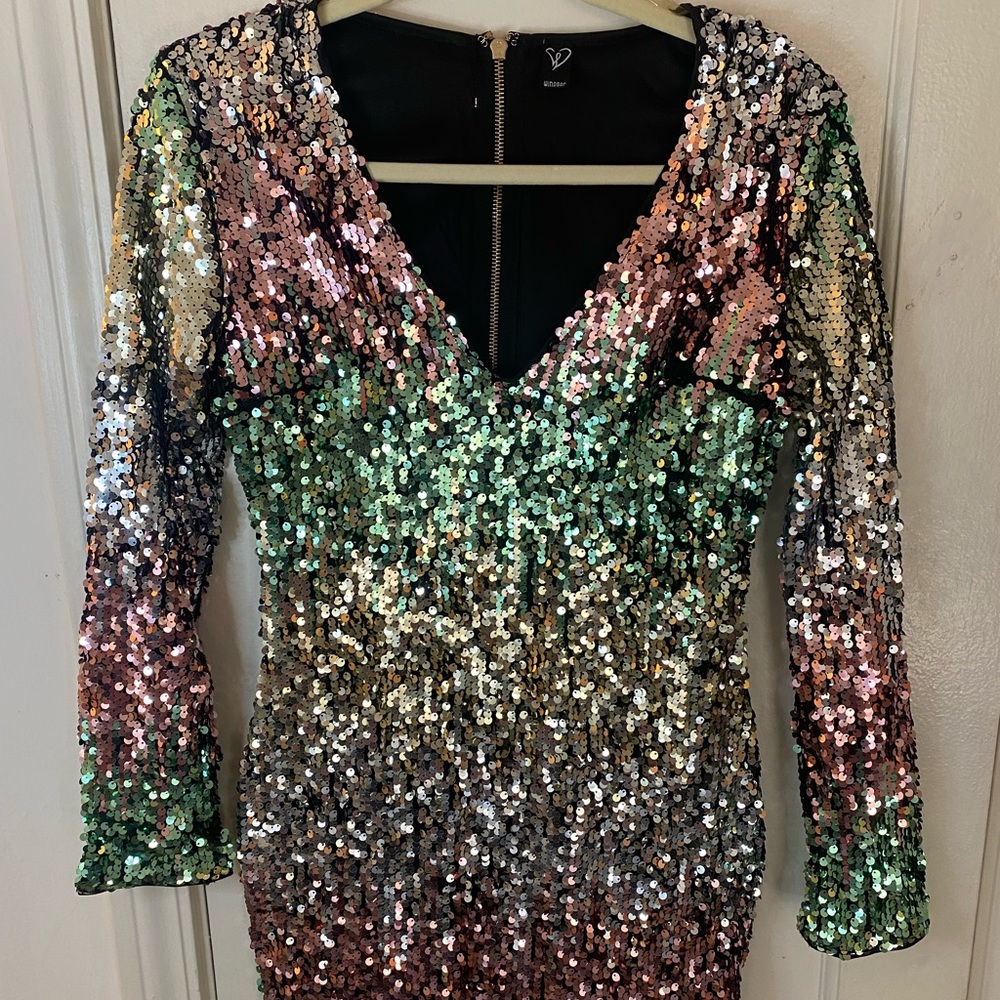 Long Sleeve Sequin Windsor Dress